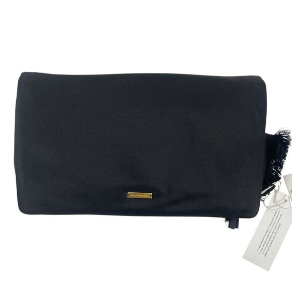 Tory Burch Eleanor Satin Bow Evening Clutch Bag Black - Picture 6 of 14